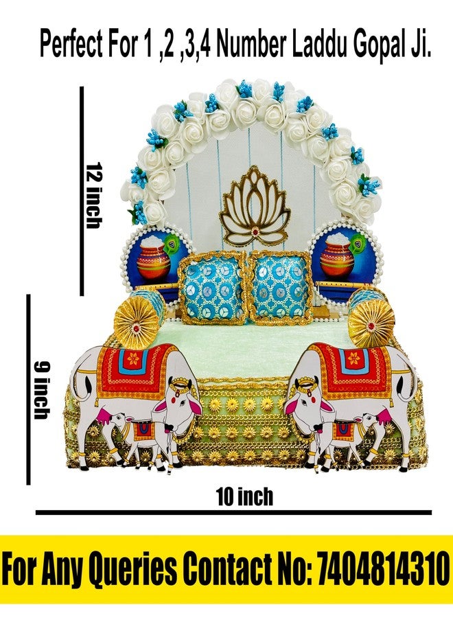 Unique Palette أريكة خشبية / قماشية فريدة من نوعها لـ Laddu ReligiousGopal Ji مقاس 1، 2، 3،4 رقم | لادو جوبال بيتاك|أريكة لجوبال جي | جولة سينغاسان كانها جي مع وسادتين إضافيتين | بال جوبال أسان، متعدد الألوان - Image 3